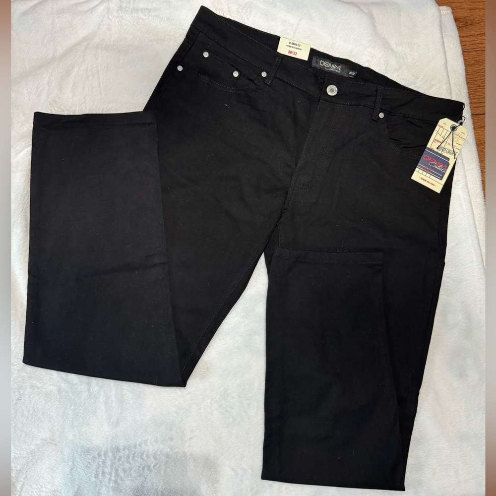 Classic Black Denim Trousers jeans Men’s Black Size 38-32 NWT